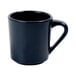 An Elite Global Solutions Lapis black melamine mug with a handle.