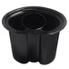 A black plastic container with a hole and a lid.