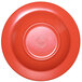 A red melamine bowl with a logo on it.