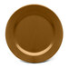 A brown Elite Global Solutions melamine plate with a white circle in the middle.