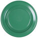 A green Elite Global Solutions melamine plate with a logo on it.