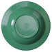 A green melamine bowl with a circular edge.