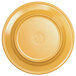 A yellow Elite Global Solutions melamine plate with a circular design and logo.