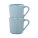 A stack of two blue Elite Global Solutions Urban Naturals Abyss melamine mugs with a close-up of the handle.