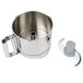 A close-up of a Robot Coupe stainless steel bowl kit with a handle.