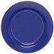 An Elite Global Solutions Rio Winter Purple melamine plate with a blue background.