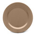A close up of a brown Elite Global Solutions melamine plate with a mushroom design.