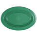 An Elite Global Solutions green oval melamine platter with a logo on it.