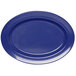 A purple oval melamine platter with a white background.