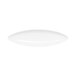 A white oval shaped melamine platter with a white rim.