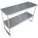A silver stainless steel double deck overshelf by Advance Tabco.