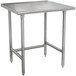 A Advance Tabco stainless steel work table with a square top and legs.