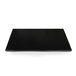 A black rectangular Elite Global Solutions melamine flat tray with feet.
