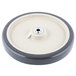 A white Cambro Easy Wheel with a black and white metal hub.