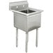 An Advance Tabco stainless steel commercial sink with two legs.