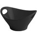 A black Elite Global Solutions oval bowl with handles.