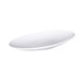 A white oval shaped platter with a white rim.