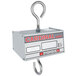 A grey Cardinal Detecto digital hanging scale with a hook.