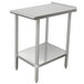 A stainless steel Advance Tabco filler table with an undershelf.