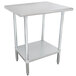A white rectangular Advance Tabco stainless steel work table with an undershelf.