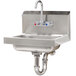 A stainless steel Advance Tabco hand sink with a splash mounted faucet.