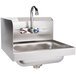 An Advance Tabco stainless steel hand sink with a splash mounted gooseneck faucet.