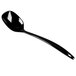 A black spoon with a long handle.