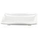 A white rectangular display platter with a curved edge.