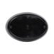 A black oval melamine bowl with white background.