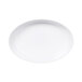 A white oval melamine bowl with a white rim.