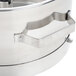 A Robot Coupe stainless steel bowl assembly with a handle and lid.