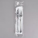WNA Comet plastic wrapped fork and knife with napkin and salt and pepper in a plastic bag.