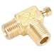 A gold colored brass valve with a threaded nozzle.