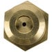 A brass circular metal nut with a hole in it.