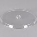 A clear plastic lid on a Fineline Platter Pleasers clear cake stand.