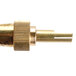 A close-up of a gold brass nozzle with threads.
