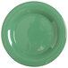 A green GET Diamond Mardi Gras melamine plate with a white rim.