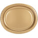 A gold oval paper platter with a white background.