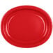 A close up of a Classic Red oval paper platter.