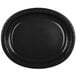 A black oval paper platter with a black rim.