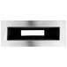 A white rectangular stainless steel vent duct with black edges.