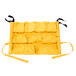 A yellow Lavex caddy bag with black straps and pockets.