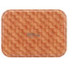 A rectangular plastic tray with a brown and orange basketweave pattern.