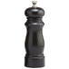 A Chef Specialties Salem ebony finish salt mill with a silver top.