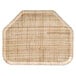 A white rectangular Cambro tray with a woven rattan pattern.