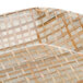A Cambro trapezoid fiberglass tray with a woven rattan pattern on the surface.