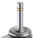 A Rubbermaid and Carlisle 4" replacement swivel stem caster with a metal stem and metal wheel.