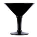 A black plastic martini glass with a stem.