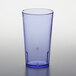 A blue plastic GET tumbler on a white surface.