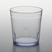 A clear plastic tumbler with a textured surface.
